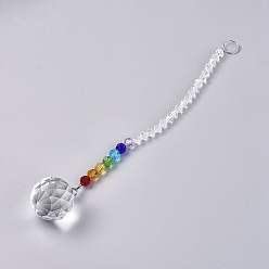 Colorful Crystal Suncatcher Prism Ball, Chakra Pendant Sphere Feng Shui Decoration, Window Chandelier Hanging Ornament, Colorful, 225mm