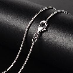 Platinum Brass Necklaces, Round Snake Chain, with Lobster Clasp, Platinum, 17.52 inch, 1.2mm