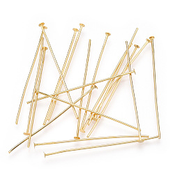 Настоящее золото 18K Латунные шпильки с плоской головкой, долговечный, Позолота, без никеля , реальный 18 k позолоченный, 40x0.7 мм, Руководитель: 2 mm, 333 шт / мешок.