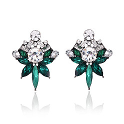 dark green Stylish Crystal Flower Acrylic Earrings - Creative and Versatile Design