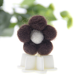 Coconut Brown Wool Felt Cabochons, Flower, Coconut Brown, 35mm