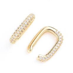 Clear Brass Micro Pave Cubic Zirconia Cuff Earrings, Long-Lasting Plated, Rectangle, Clear, 20.5x15x3.5mm