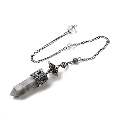 Лабрадорита Маятники для биолокации из натурального лабрадорита с ограненными пулями, с латунной фурнитурой античного бронзового тона, без кадмия и без свинца, звезда, 307~310 мм, отверстие : 2 мм