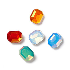 Mixed Color Light AB Style K9 Glass Rhinestone Cabochons, Pointed Back & Back Plated, Octagon Rectangle, Mixed Color, 10x8x4mm