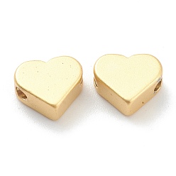 Real 18K Gold Plated Brass Beads, Long-Lasting Plated, Matte Style, Heart, Real 18K Gold Plated, 6x7x3mm, Hole: 1.2mm