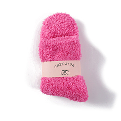 Deep Pink Polyester Faux Fur Knitting Socks, Winter Warm Thermal Socks, Deep Pink, 250x70mm