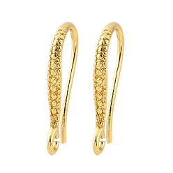 Настоящее золото 18K Латунные крючки для сережек, без свинца и без кадмия, долговечный, стойки покрытие, реальный 18 k позолоченный, 16.5x2x7.5 мм, отверстие : 1.2 мм, штифты : 0.5 мм