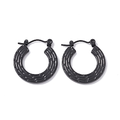 Electrophoresis Black 304 Stainless Steel Donut Hoop Earrings for Women, Electrophoresis Black, 21x20x2mm, Pin: 0.6mm