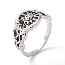 Античное Серебро Солнцезащитное кольцо в стиле ретро из сплава с тройным узлом для мужчин и женщин, античное серебро, размер США 8 3/4 (18.7 мм)