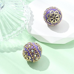 Серо-розавый Индонезийские бусины ручной работы, с металлическая фурнитурой, круглые, без покрытия, увядшая роза, 19.5x19 мм, отверстие : 1 мм