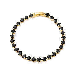 Черный Латунные ромбовидные кубические циркониевые ожерелья-чашки для женщин, реальный 18 k позолоченный, стойки покрытие, без кадмия и без свинца, долговечный, чёрные, 7-1/2 дюйм (19.1 см)