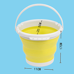 Желтый Силиконовое складное ведро для мытья щеток, с ручкой, принадлежности для рисования и рисования, плоско-круглые, желтые, 11~20.5x17 см