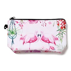 Cerise Flamingo Pattern Polyester  Makeup Storage Bag, Multi-functional Travel Toilet Bag, Clutch Bag with Zipper for Women, Cerise, 22x12.5x5cm
