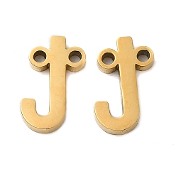 Letter J Ion Plating(IP) 304 Stainless Steel Connector Charms, Letter, Letter J, 10x6.5x1.5mm, Hole: 1.2mm