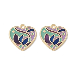 Разноцветный Стойки обшивки сплава эмали подвески, без кадмия, без никеля и без свинца, шарма сердца, красочный, 25x25x2 мм, отверстие : 2 мм
