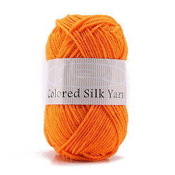 Dark Orange 4-Ply Milk Cotton Polyester Yarn for Tufting Gun Rugs, Amigurumi Yarn, Crochet Yarn, for Sweater Hat Socks Baby Blankets, Dark Orange, 2mm, about 92.96 Yards(85m)/Skein