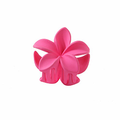 rose red - 4CM Candy-colored plastic flower hairpin with hollow-out design - simple and elegant.