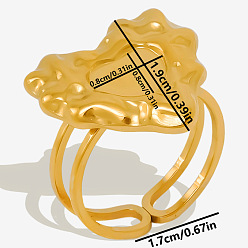 Золотой Сердце 304 нержавеющая сталь мода двухслойный манжета открытое кольцо для женщин, золотые