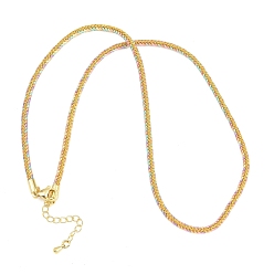 Разноцветный Изготовление ожерелий из плетеного поликоттонового шнура, с латунными выводами и 303 застежками из лобстера из нержавеющей стали, реальный 18 k позолоченный, красочный, 18.11~18.19 дюйм (46~46.2 см)