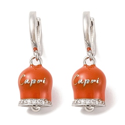 Оранжевый Женские серьги-кольца из латуни и эмали, без свинца и без кадмия, реальный 18 k позолоченный, оранжевые, 30 мм