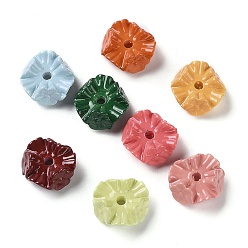 Mixed Color Baking Paint Acrylic Beads, Flower, Mixed Color, 15x6mm, Hole: 2.2mm