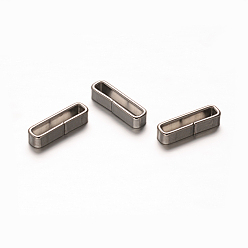 Stainless Steel Color Rectangle 201 Stainless Steel Slide Charms, Stainless Steel Color, 12x3x2.5mm, Hole: 2x10.5mm