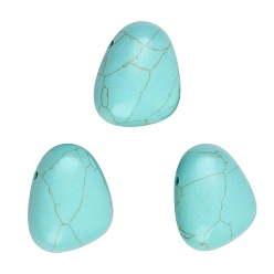 Бирюза Синтетические бирюзовые подвески, окрашенные, грушевые обереги, 23~23.5x28.5~29x12~13 мм, отверстие : 2.5 мм