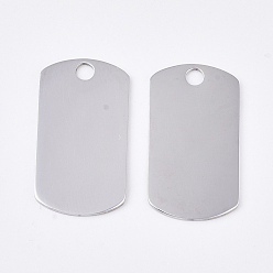 Stainless Steel Color 201 Stainless Steel Pendants, Rectangle, Blank Stamping Tag, Stainless Steel Color, 22.5x12.5x0.8mm, Hole: 2mm