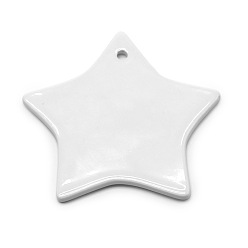 Star White Porcelain Blank Big Pendants, for Craft Jewelry Making, 80x80mm