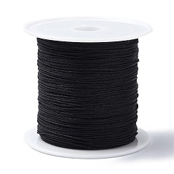 Black Nylon Chinese Knot Cord, Nylon Jewelry Cord for Jewelry Making, Black, 0.4mm, about 28~30m/roll