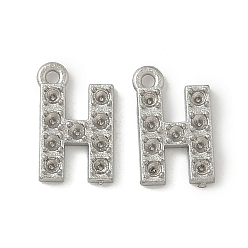 Letter H 304 Настройки горный хрусталь из нержавеющей стали кулон, цвет нержавеющей стали, Письмо ч, пригодный для стразов 1 мм, 8x5x1 мм, отверстие : 0.7 мм