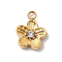 Кристалл 304 подвески из нержавеющей стали со стразами, , ионное покрытие (ip), реальный 18 k позолоченный, кристалл, 12x10x2.5 мм, отверстие : 1.6 мм