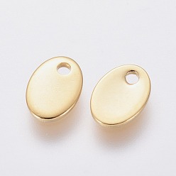 Real 18K Gold Plated 304 Stainless Steel Charms, Stamping Blank Tag, Oval, Real 18K Gold Plated, 7x5x0.9mm, Hole: 1mm