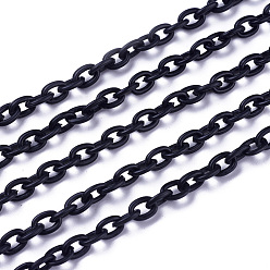 Black ABS Plastic Cable Chains, Oval, Black, 14.96 inch~15.35 inch(38~39cm), 5.5~6mm