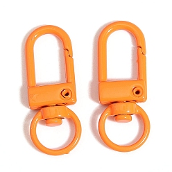 Orange Spray Painted Alloy Swivel Clasps, Swivel Snap Hook Clasps, Orange, 31.5x12.5mm