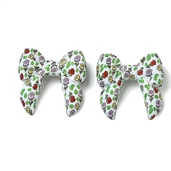 Coloré Perles de silicone à fleurs, perles focales, nœud papillon à motif de rose, colorées, 38x40x13mm, Trou: 3mm