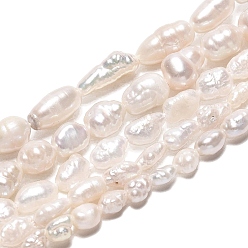 Creamy White Natural Baroque Keshi Pearl Beads Strands, Cultured Freshwater Pearl Beads, Two Sides Polished, Creamy White, 3~13x2~7x1.5~6mm, Hole: 0.5mm, about 47~89pcs/strand, 15.16~15.94 inch(38.5~40.5cm)