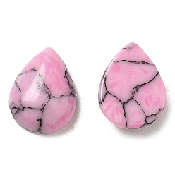 Pearl Pink Glass Cabochons, Imitation Gemstone, Teardrop, Pearl Pink, 8x6x2.5mm