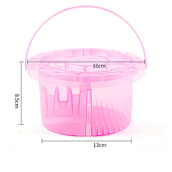 Pearl Pink Multifunction Plastic Paint Brush Basins, with Brush Holder and Lid Palette, Painting Brushes Washer, Column, Pearl Pink, 13~16x8.5cm