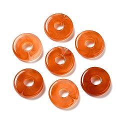 Coral Transparent Acrylic Beads, Two Tone, Flat Round, Coral, 15x3.5mm, Hole: 5mm, about: 830pcs/500g