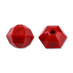 Red Opaque Acrylic Beads, Faceted Hexagon, Red, 21x18.5x17mm, Hole: 4.2~4.3mm, about 150pcs/500g