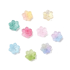 Mixed Color Glass Beads, Snowflake, Two Tone, Mixed Color, 10x11x3.5mm, Hole: 1.4mm