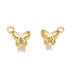 Real 18K Gold Plated Brass Charms, Nickel Free, Butterfly, Real 18K Gold Plated, 8x9x5mm, Hole: 1.2mm