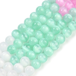 Средний Аквамарин Нити натуральных селенитовых бусин цвета макарон, окрашенные, круглые, средний аквамарин, 8.5 мм, отверстие : 1.2 мм, около 48 шт / нитка, 15.35~15.43'' (39~39.2 см)