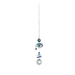 Evil Eye Alloy Pendant Decorations, Glass Suncatcher, Ball Prism for Chandelier Ceiling, Evil Eye, 300mm