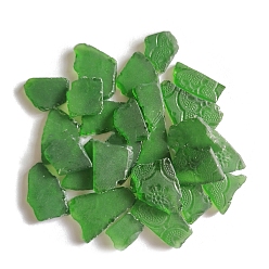 Green Glass Cabochons, Large Sea Glass, Tumbled Frosted Beach Glass for Arts & Crafts Jewelry, Irregular Shape, Green, 20~50mm, about 1000g/bag