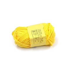 Yellow Polyester Cloth Yarn, For Hand Knitting Thick Thread, Crochet Cloth Yarn, Yellow, 2.2mm, about 38.28 Yards(35m)/Skein