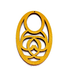 Gold Wood Big Pendants, for Earring Jewelry Making, Oval, 60~70x2mm
