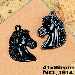 1914 horse head DIY electrophoretic black pendant animal punk style necklace pendant jewelry accessories