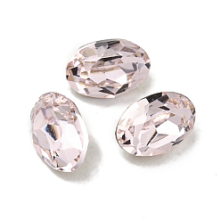 Розовый Стеклянные стразы кабошоны, задние и задние, граненые, овальные, светло-розовый, 4x2.5x2 мм
